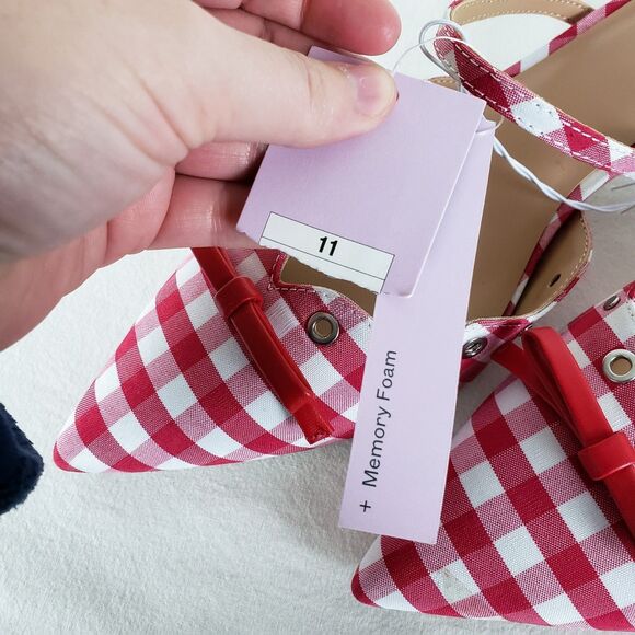 Wild Fable Coquette Gingham Kitten Heels Womens 11 Red Grommet Retro Cottage NWT - Picture 7 of 9